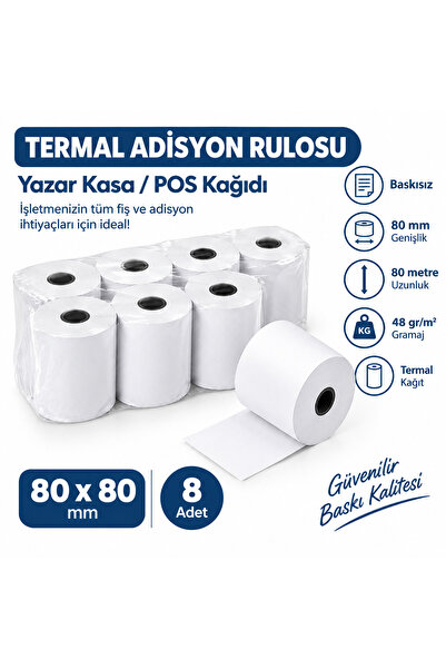 80x80 TERMAL RULO 8 ADET