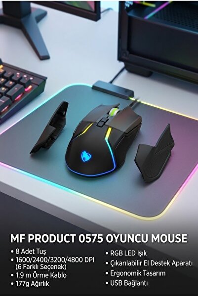 MF PRODUCT Strike 0575 Rgb Kablolu Gaming Mouse Gri