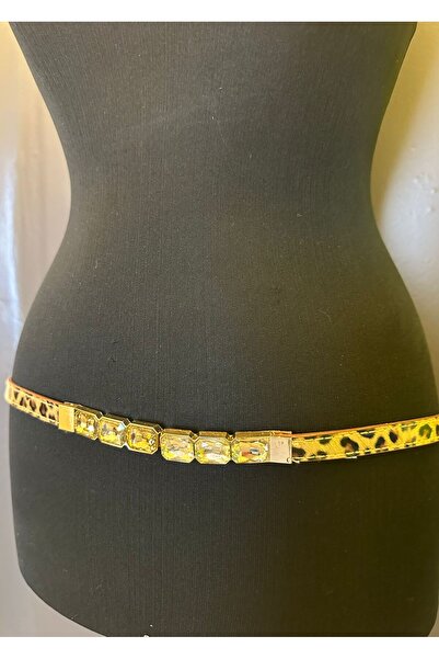 Gönülden Tasarım Γυναικεία ζώνη 110Χ1 εκ. από λουστρίνι Leopard Stone