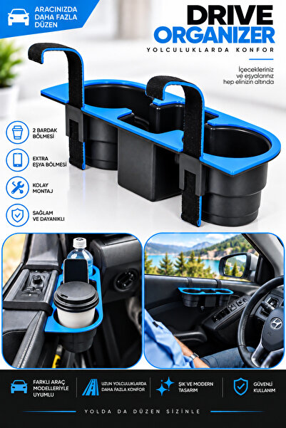 H&R PLASTİK oto araç İçi Bardaklık (MAVİ RENK) Organizer | Araba Bardak Tutuc...