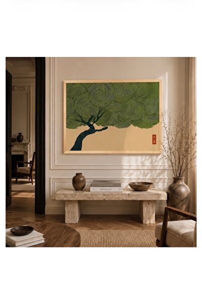 Boho wellness studio Çerçeveli MDF Japon Çam Ağacı Tablo | Zen Japandi Duvar ...