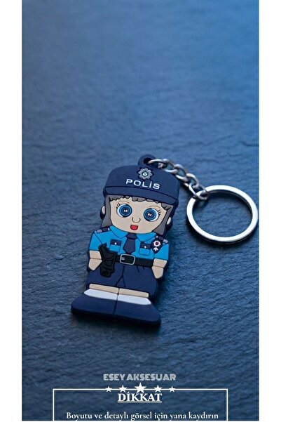 Esey Dizayn Kadın Polis Anahtarlık Silikon