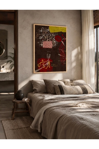 Boho wellness studio Çerçeveli MDF Dijital Baskı Modern Kolaj Sanat Tablosu –...