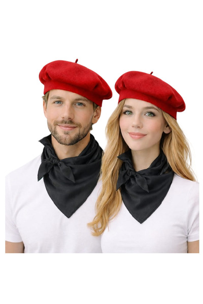 KOSTÜMCE Painter's Hat and Scarf Red Adult