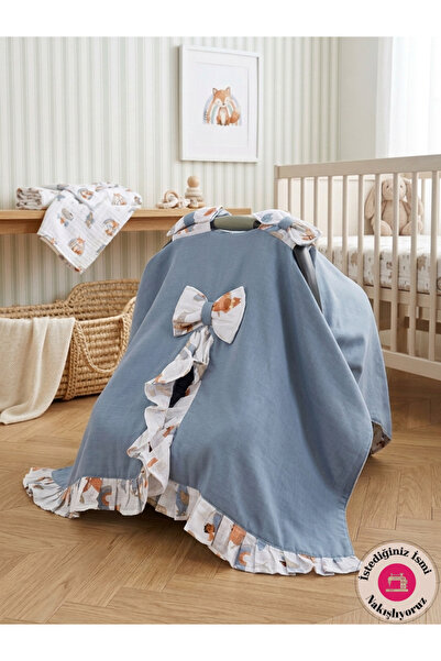 CARTI Four Layers Muslin 100% Cotton Baby Stroller Cover and Pillow