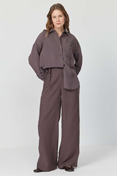 PAULMARK Women's Wide Leg Pants with Waist Detail