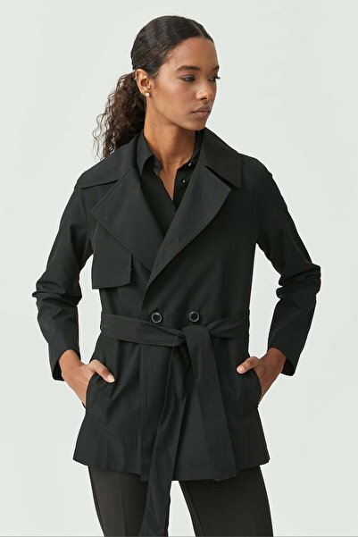 PAULMARK Women's Belted Short Trench Coat