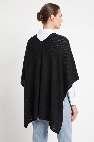 zenne Cardigan Poncho cu detalii frontale 13187 - NEGRU
