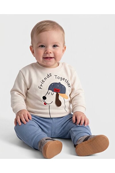 air baby Erkek Bebek 2'li Takım Köpek Desenli Sweatshirt & Eşofman Altı 6-18 ...