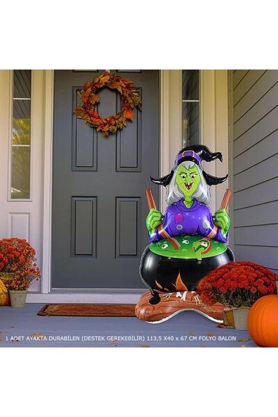 partidolu Halloween Cadı Kazanı Folyo Balon 113X67 cm 1 Adet