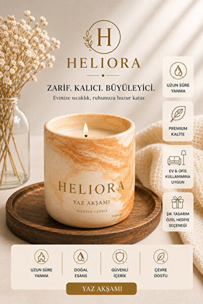 Yaz Akşamı Esanslı Beton Kapta Kokulu Dekoratif Soya Mumu 200 g