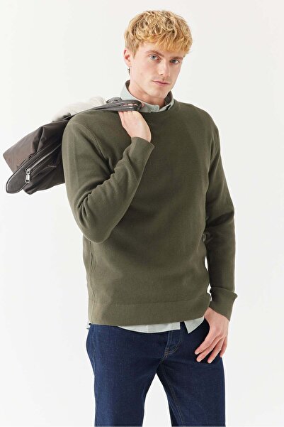 PAULMARK Men's Crew Neck Patterned Knitwear Sweater