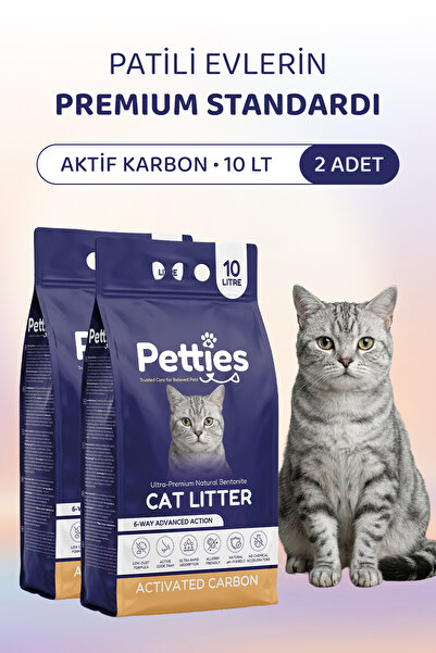 Petties Trusted Care For Beloved Pets Petties Aktif Karbonlu Kedi Kumu 10 LT x 2