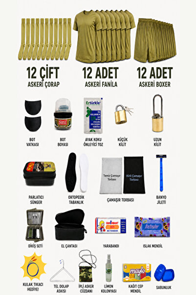 Comutan 12'li Temel Uygun Bedelli Askerlik Paketi - Bedelli Askerlik Seti (58...