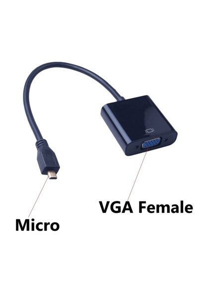 Choice موصل مايكرو HDMI إلى VGA أسود، محول كابل فيديو مايكرو HDMI إلى VGA بدق...