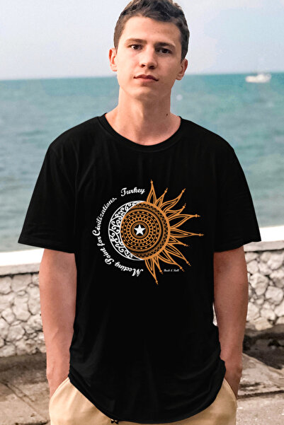 ROCKANDROLL Ανδρικό μπλουζάκι Türkiye Ay Yıldız μαύρο κοντομάνικο
