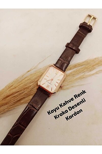 Brality Retro Model... Vintage Minimal Oval ROSE Renk Kasa... KOYU KAHVE RENK...