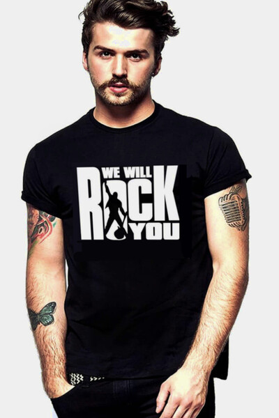 ROCKANDROLL Tricou negru cu mânecă scurtă Just Rock You