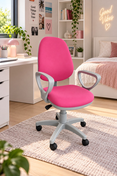 ChairLife DOLE Gri Gövde/Pembe Döşemeli Ofis Büro Sekreter Bilgisayar Çalışma...