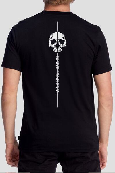 ROCKANDROLL Tricou pentru bărbați, cu mânecă scurtă, imprimat pe spate, cu cr...