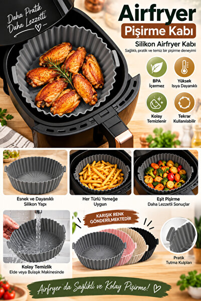 Carat Home Airfryer Pişirme Kabı , Silikon Airfyer Kabı , Standart Airfyer Uy...