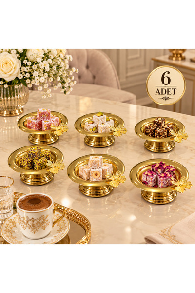 GLORİNDA HOME GOLD LÜKS 6'LI KELEBEKLİ LOKUMLUK,ŞEKERLİK,KAHVE,ÇAY SUNUMLUK İ...