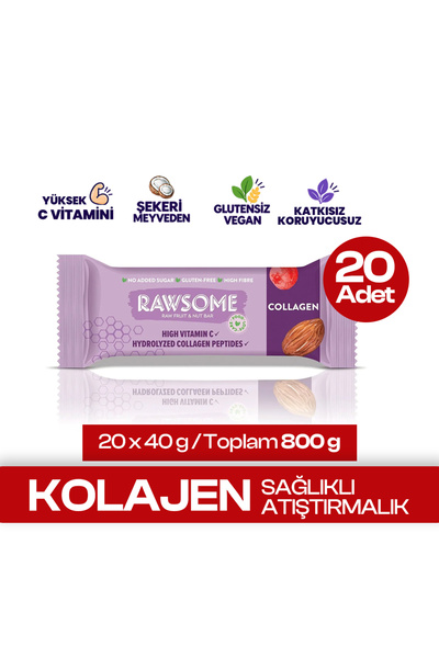 Rawsome Hidrolize Kolajenli Kuruyemiş ve Meyve Barı | 2500 mg Kolajen Peptidi...