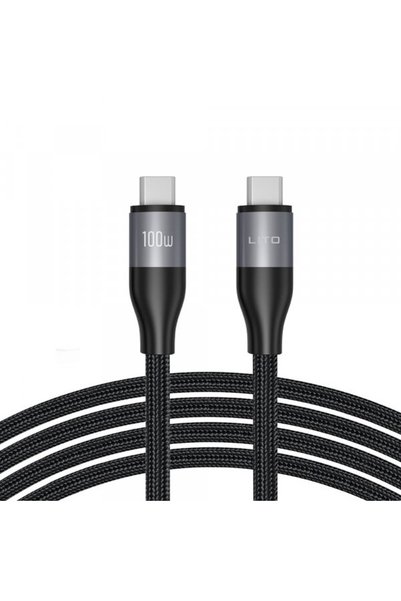 Lito Cablu de date și încărcare USB-C - USB-C LD25CC, 100W, 2m, Gri