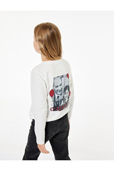 Koton Long Sleeve Crew Neck Cotton Ataturk and Republic Printed T-Shirt