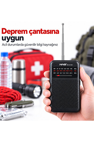 ULTRATEKNO NS-8138 FM / AM / SW 3 Bant Deprem Çantasına Uygun Taşınabilir Cep...
