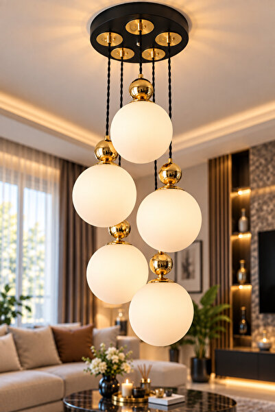 VENON Lorenza 5.Li Sarkıt Yuv.✨ÖRGÜ KABLOLU ✨ SİYAH ✨ GOLD DETAYLI ✨ BEYAZ GL...