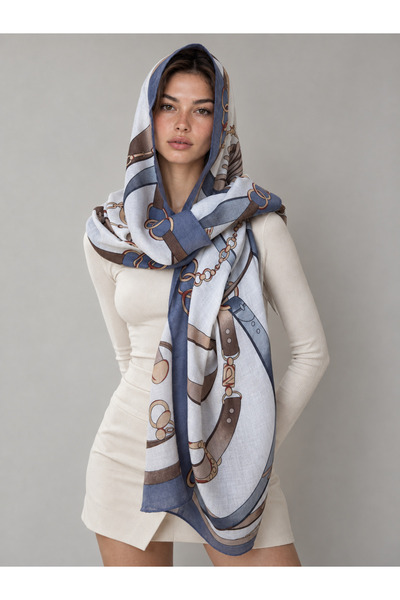 Luminos Butik Kemer Zincir Desenli Mavi 80x180 ŞAL SAL3006