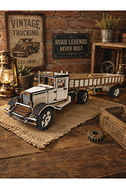 Home Ahşap Dekoratif, Krem Renk -300 Parça 3d Puzzle- Kamyon,Tır Maketi