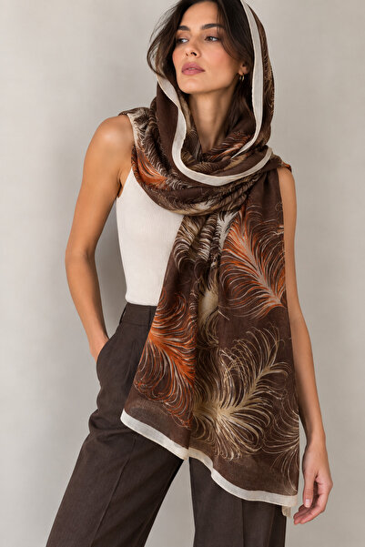 Luminos Butik Zarif Tüy Desenli Kahve 80x180 ŞAL SAL3001