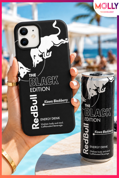 Molly iPhone 12 İçin Siyah Redbull The Black Edition Desenli İçi Kadife Silik...