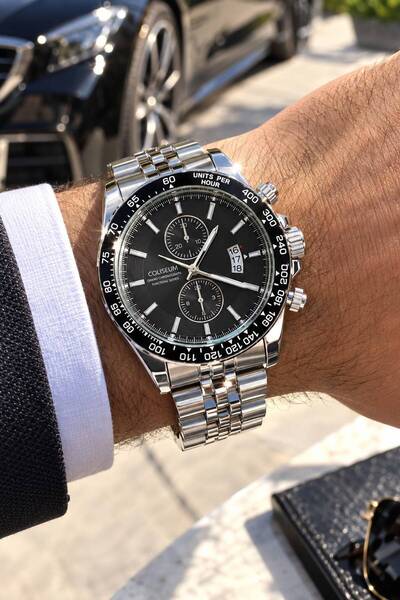 COLİESUM New Season Silver Color Dial Black Men's Wristwatch