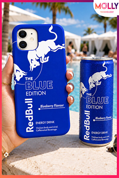 Molly iPhone 12 İçin Saks Mavisi Redbull The Blue Edition Desenli İçi Kadife ...