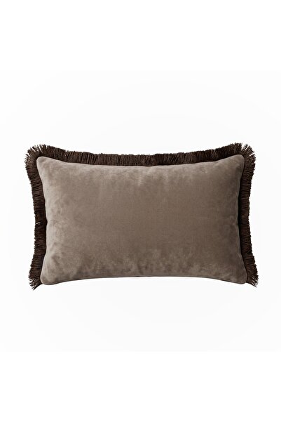Lidoma Home "Taupe" Püsküllü Kırlent Kılıfı -30x50 - Kahverengi