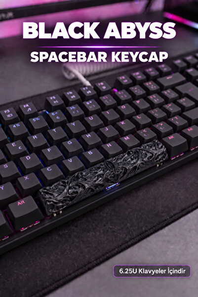 Makerpax Black Abyss 6.25U Spacebar Keycap - Cherry MX Uyumlu Mekanik Klavye Boşluk Tuşu