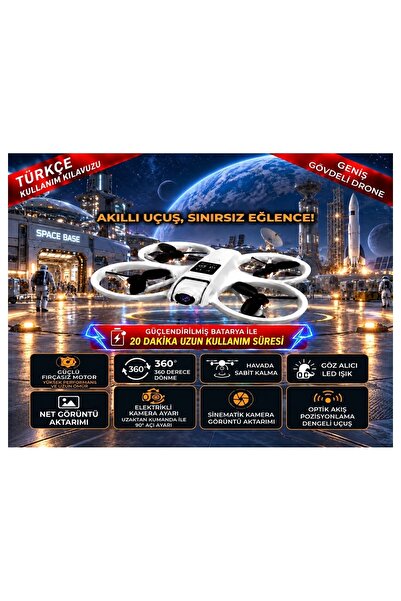 ROSE TEKNOLOJİ Hd Kamera ve Ledli 360 Dönebilen Güçlü Fırçasız Motor Optik Ak...