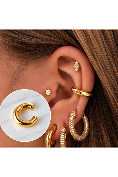 Heppii Delik Gerektirmeyen Düz Earcuff Kıkırdak Küpesi