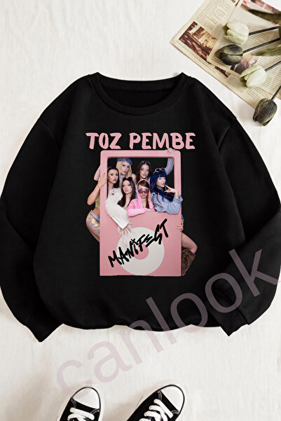 Canlook Manifest Toz Pembe Baskılı Sweatshirt