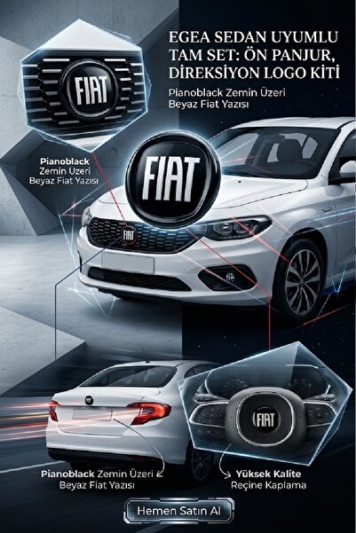 ZeuZ Fiat Egea SEDAN Logo Seti Logo Direksiyon Panjur Bagaj Arma (Diğer Araç ...