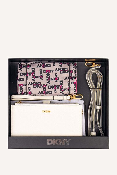 Dkny PAIGE WALLET ON A STRAP WITH SCARF-MMW - MARSHMALLOW-N/S