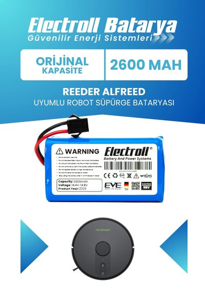 ELECTROLL Reeder Alfreed Uyumlu Batarya (STANDART KAPASİTE) 2600mah Robot Süp...