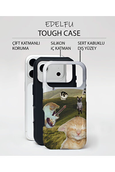 EDELFU iPhone 17 PRO Uyumlu - Komik Çakal Kediler, Çift Katmanlı Kapak, Parlak Yüzey Koruyucu Kılıf