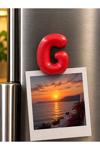 LioraeAtelier G Harfi Buzdolabı Magneti Kırmızı Harf Magnet