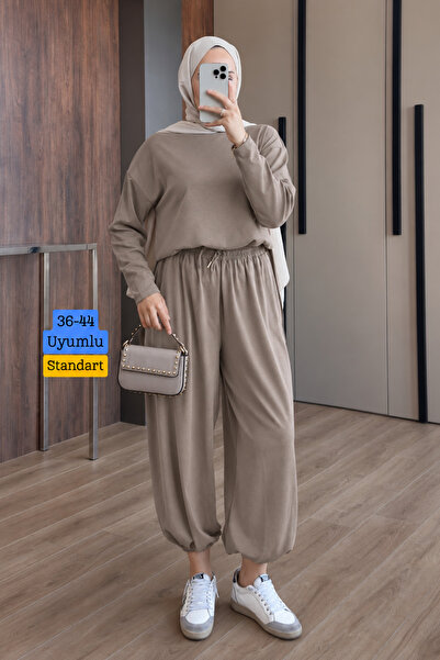 Mogi Butik Γυναικείο πλεκτό υφασμάτινο κοστούμι με λαιμόκοψη Basic Shalwar Hi...