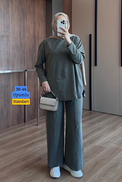 Mogi Butik Women's Cupra Modal Fabric Decorative Stitching Detailed Crew Neck...