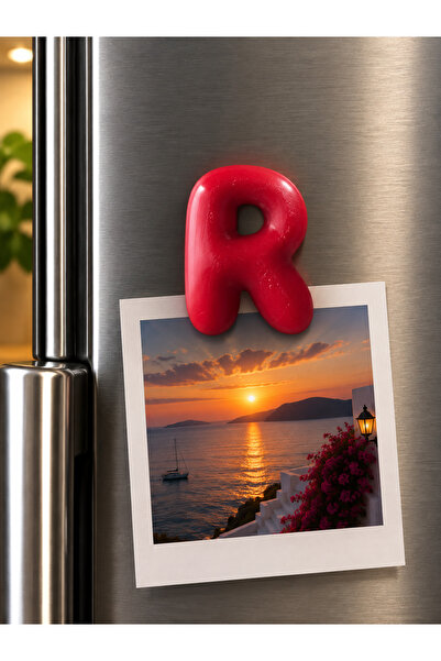 LioraeAtelier R Harfi Buzdolabı Magneti Kırmızı Harf Magnet